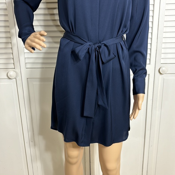NWT Quince Silk Stretch Shirt Dress XS in Blue - Picture 8 of 16